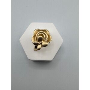 14k Gold Plated Floral Rose Butterfly Statement Ring Size 7 Matte Finish